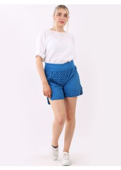 Made In Italy Ladies Cotton Broderie Mini Yoga Shorts