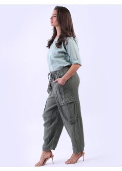 Palin Linen Side Pockets Loose Fit Cargo Pant 