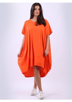 Plus Size Solid Cotton Lagenlook Midi Dress 