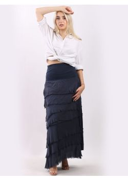 Plain Silk Ruffle Tiered Summer Skirt