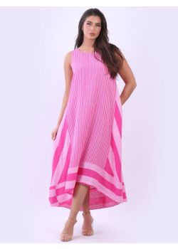 Sleeveless Linen Stripy Tank Dress