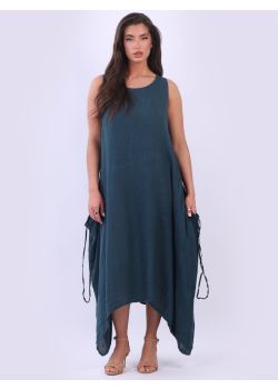 Plus Size Solid Linen Sleeveless Maxi Dress