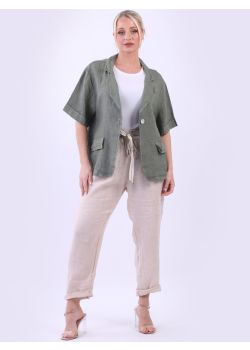 Ladies Plain Broderie Linen Crop Jacket