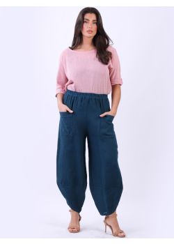 Ladies Relaxed Fit Front Pocket Linen Trouser