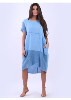 Solid Linen Mesh Net Midi Quirky Dress