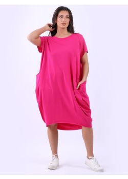 Women Raw Edges Plus Size Plain Cotton Dress