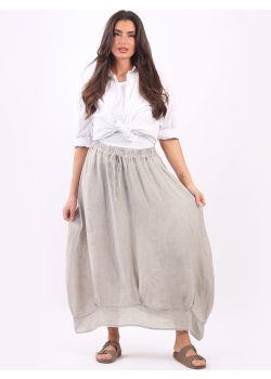 Plain Vintage Wash Linen Skirt