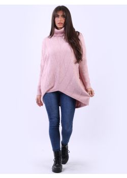 Ladies Oversized Loose Fitted Lagenlook Cable Knit Sweater