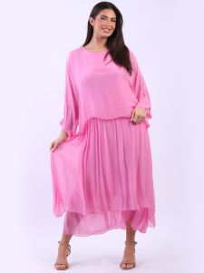 Plus Size Solid Silk Dress